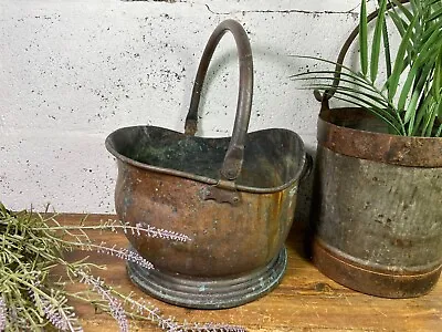 Vintage Copper Helmet Coal Bucket Military Arrow MOD Scuttle Fireside Log Burner • £65