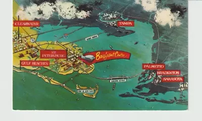 Postcard~Suncoast Vacation Map~Florida~1973 • $3