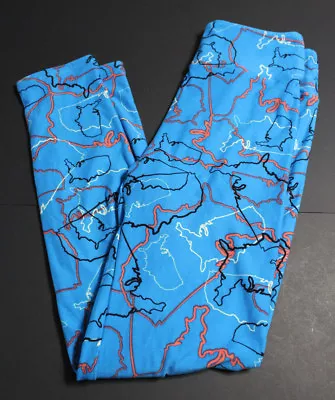 NWOT LuLaRoe Leggings One Size OS Blue USA Map Outline Lularoe Leggings • $19.99