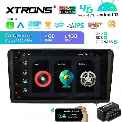 OBD+Android 13 CarPlay 8-Core Car Stereo GPS Radio NAV For Audi A3 S3 RS3 8P 8PA • $289.99