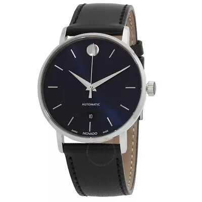 MOVADO Swiss Museum Classic Blue Dial Men's Leather AUTOMATIC Date Watch • $499