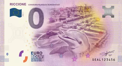 €0 Zero Euro Souvenir Official Note Italy 2018 - Riccione • £3.16