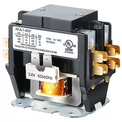 Dreyoo Carrier HVAC Motor Contactor 24VAC 40 Amp Coil 2 Pole Replacement Relays • $21.71
