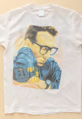 Reprinted 1980's Elvis Costello T-shirt Gift For Fan Cotton White Shirt TE7869 • $16.99