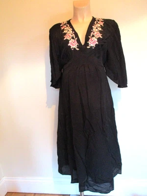 £12 • Buy Topshop Maternity Black Embroiered Kimono Style Dress Size 10