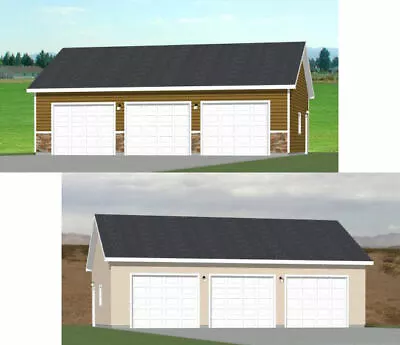 40x30 3-Car Garages -- 1200 Sq Ft -- PDF Floor Plan -- Model 6C And 6K • $19.99