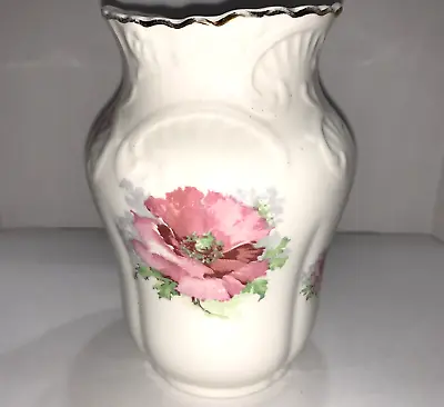 Royal Vitreous China John Maddock And Sons Vase Pink Floral England 5-1/4  Tall • $16.99