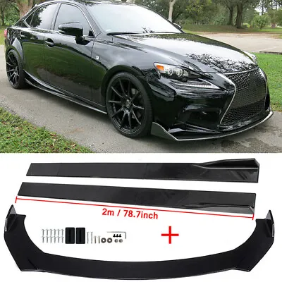 For Lexus IS250 IS350 Car Gloss Black  Front  Bumper Lip Spoiler + Side Skirts • $127.25