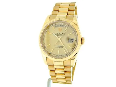 Rolex Day-Date President Champagne Solid 18k Yellow Gold Watch New Style 118238 • $26299.98