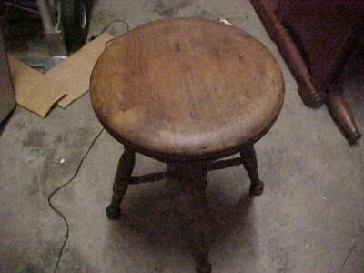 $90 • Buy Antique Charles Parker Co. Adjustable Swivel Piano Stool Glass Ball & Claw Feet