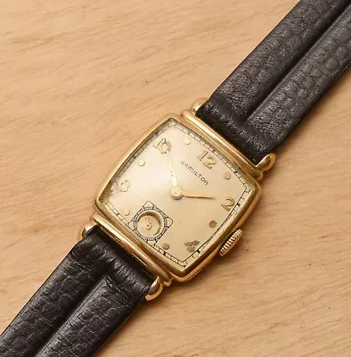 Vintage HAMILTON Mens Gold Filled Art Deco Watch Running Cal. 982 • $49.99
