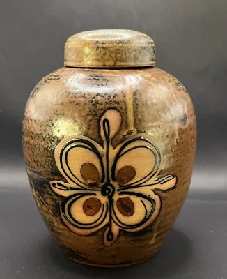 Vtg OMC Otagiri Pottery Ginger Jar Vase Matte Gloss Retro Flower Power Swirl • $22.92