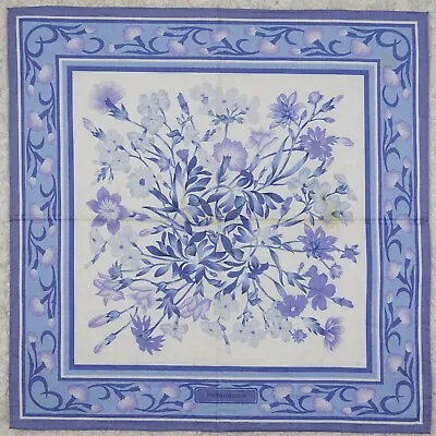 $9.99 • Buy K876 Jim Thompson Blue Flower Silk Scarf Scarves Sz. 15.5  X 15.5 