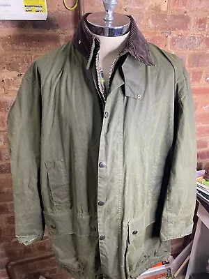 $135.92 • Buy Barbour Border Green Wax Hunting Jacket Size C48/122CM *Excellent Condition*