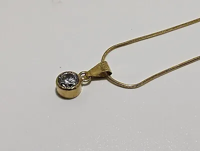 14CT Yellow Gold CZ Diamond Pendant/Chain Necklace • £115