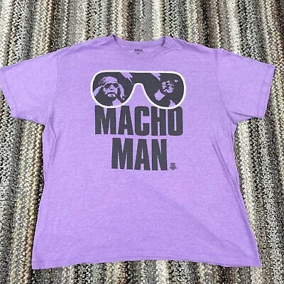 WWE Shirt Men XXL 2XL Purple Black Tee Macho Man Randy Savage Wrestling WWF • $19.91