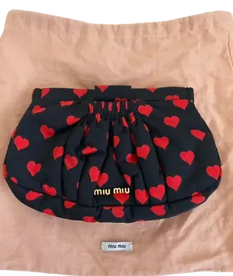 Miu Miu Clutch Bag Red Heart All Over Pattern Color Black Length 23 Width 13cm • $239
