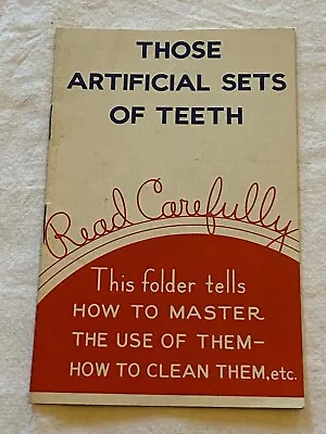 Vintage Dental Booklet Thise Artificial Sets Of Teeth Denture Care & Cleaning • $14.85