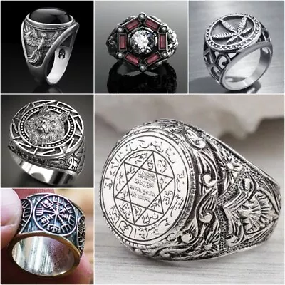£3.43 • Buy Mens Norse Viking Axe Compass Vegvisir Ring Men Stainless Steel Size 6-13