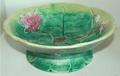 Pretty/Old Majolica Water Lily Bowl Great Colors Circa 1880s • $189