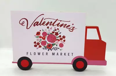 Valentine's Flower Market Wood Block Truck Sign Tier Tray Decor NEW • $9.99