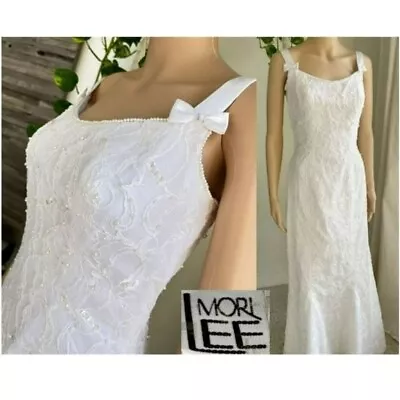 MORI LEE Allover Embroidered And Beaded Bow Straps Wedding Dress Size 6 • $110
