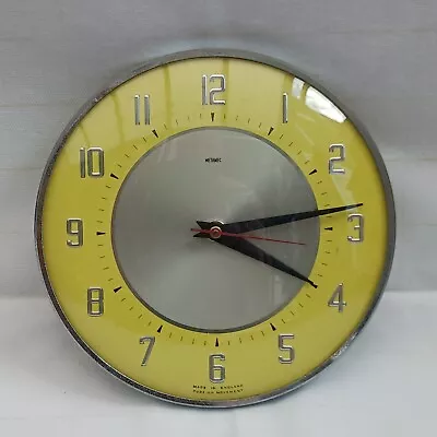 Vintage 21cm Metamec Yellow Kitchen Wall Clock Retro Mid Century 1970s Battery • £89