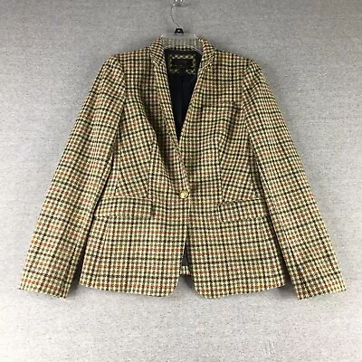 J Crew Blazer Womens 8 Regent Wool Houndstooth Equestrian Sorts Coat Jacket • $144.79