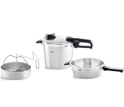 Fissler Vitavit Premium Pressure Cooker With Insert + Pressure Skillet Glass Lid • $285