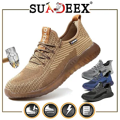 UK Mens Safety Trainers Lightweight Sports Steel Toe Cap Work Boots Safety Shoes • £24.99