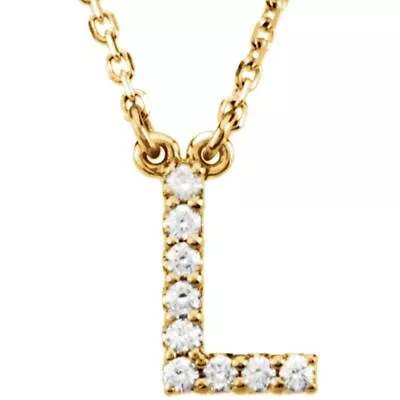 Precious Stars 14K Yellow Gold .08CTW White Diamond Initial L Pendant Necklace • $339