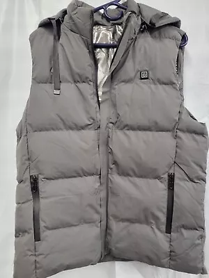 New  Be Warm Heated Vest With Hood Grey Sz Small (Power Bank Not Included) • $29.95