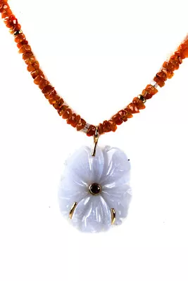 Lizzie Fortunato Womens Mother Of Pearl New Bloom Flower Pendant Necklace Orange • $158.59