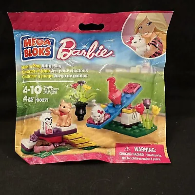 NIP New Mega Bloks BARBIE Build N Play KITTY PLAY  Set Block 44 Pc Mini Cat Lego • $21.99