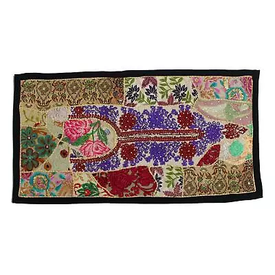 Vintage Embroidered Patchwork Indian Tent Decoration Tapestry Wall Hanging Ac • $19.99