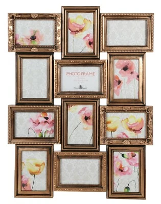 £22.99 • Buy Multi Aperture Photo Picture Frame Collage Holds 12 6''X4'' Photos Antique Gold