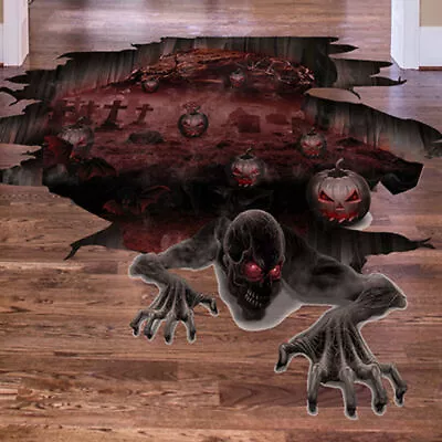 3D Hell Zombie Wall Floor Stickers Decal Halloween Decoration Scary Props Party • £9.07