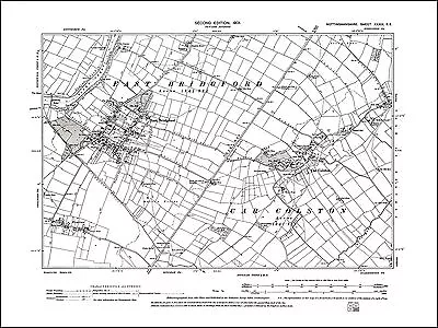 East Bridgford Car Colston Old Map Nottinghamshire 1901: 39SE Repro • £18.99