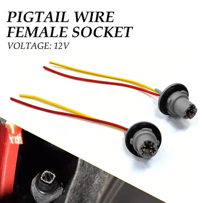 Pigtail Wire Female Socket 194 T10 PGS License Plate Tag Light Bulb Universal • $9.99