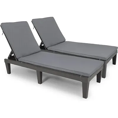 Outside Chaise Lounge Chairs W/ Cushion & Adjustable Backrest Patio Loungers • $179.09