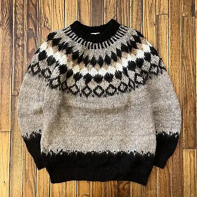 Vintage Artesania One 100% Alpaca Wool Sweater Icelandic Nordic Handmade M/L • $249.99