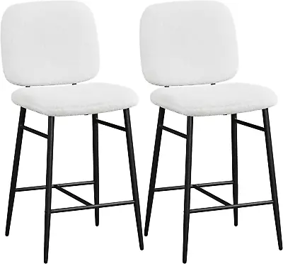 Modern Bar Stools Set Of 2 Boucle Barstools Counter Height Bar Stools With Metal • $124.84