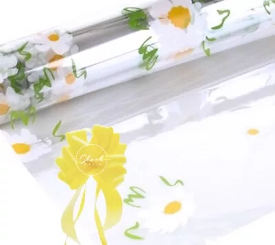 ShredAstic® Daisy Cellophane Wrap Yellow Pull Bow Mothers Day Easter Hamper Kit • £0.99