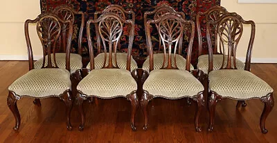 Set Of 8 Mahogany Carved George III Style Dining Chairs Probably Maitland Smith • $2495