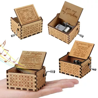 Wooden Music Box Mom/dad To Daughter -you Are My Sunshine Engraved Toy Kid Gift • £8.04