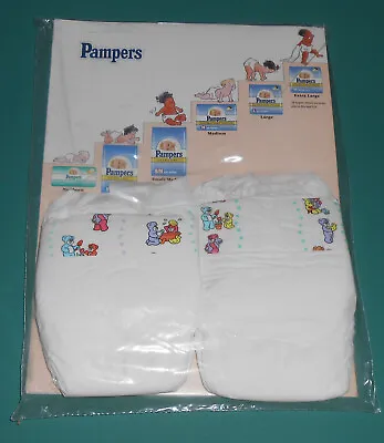 Vintage 1993 PAMPERS Newborn Diapers Sample Package Plastic Boys Girls Reborn • £24.13