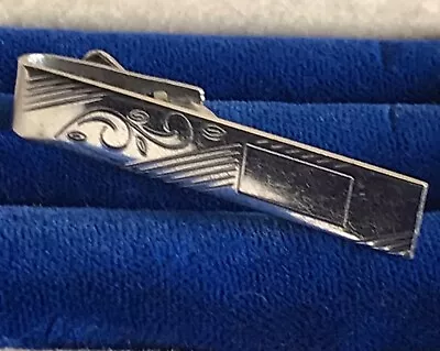 STERLING Hallmark Vintage Tie Clip Silver 1.5  Etched Vine Design • $9.99