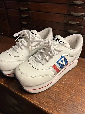 VOLATILE Platform Wedge Sneakers Independence Flag Sparkle White 90s - Size 8.5 • $45