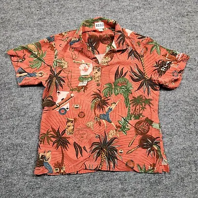 $14.69 • Buy Pinch-A-Penny Hawaiian Button Down Shirt Men's M Orange Floral Tropical Silk