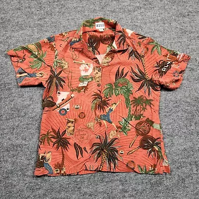$14.69 • Buy Pinch-A-Penny Hawaiian Button Down Shirt Men's M Orange Floral Tropical Silk